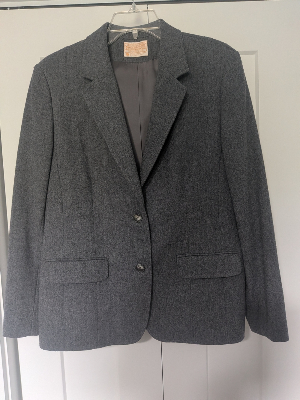 Vintage Pendleton Two Button Wool Blazer Jacket Womens 16 Grey Classic Preppy